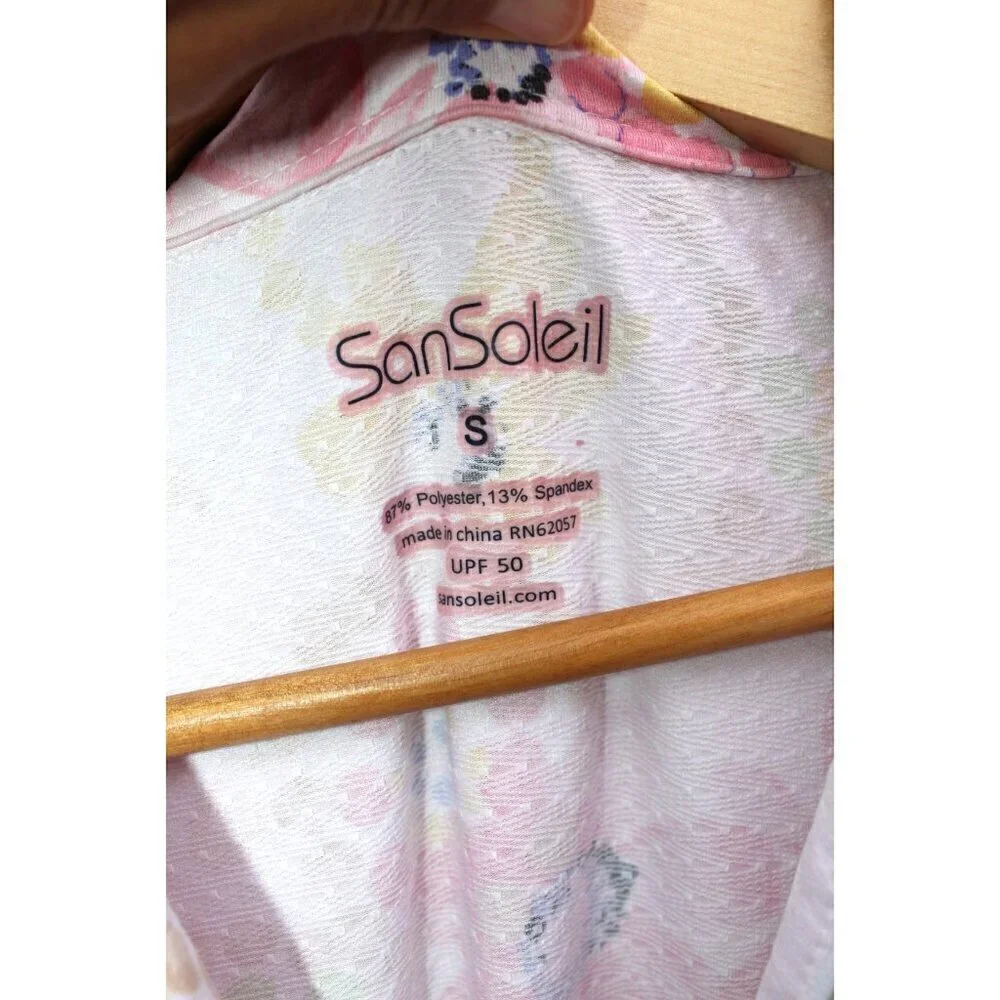 SANSOLEIL Sol style Cool Zip Mock Pink & Green Floral Golf Dress Size Small